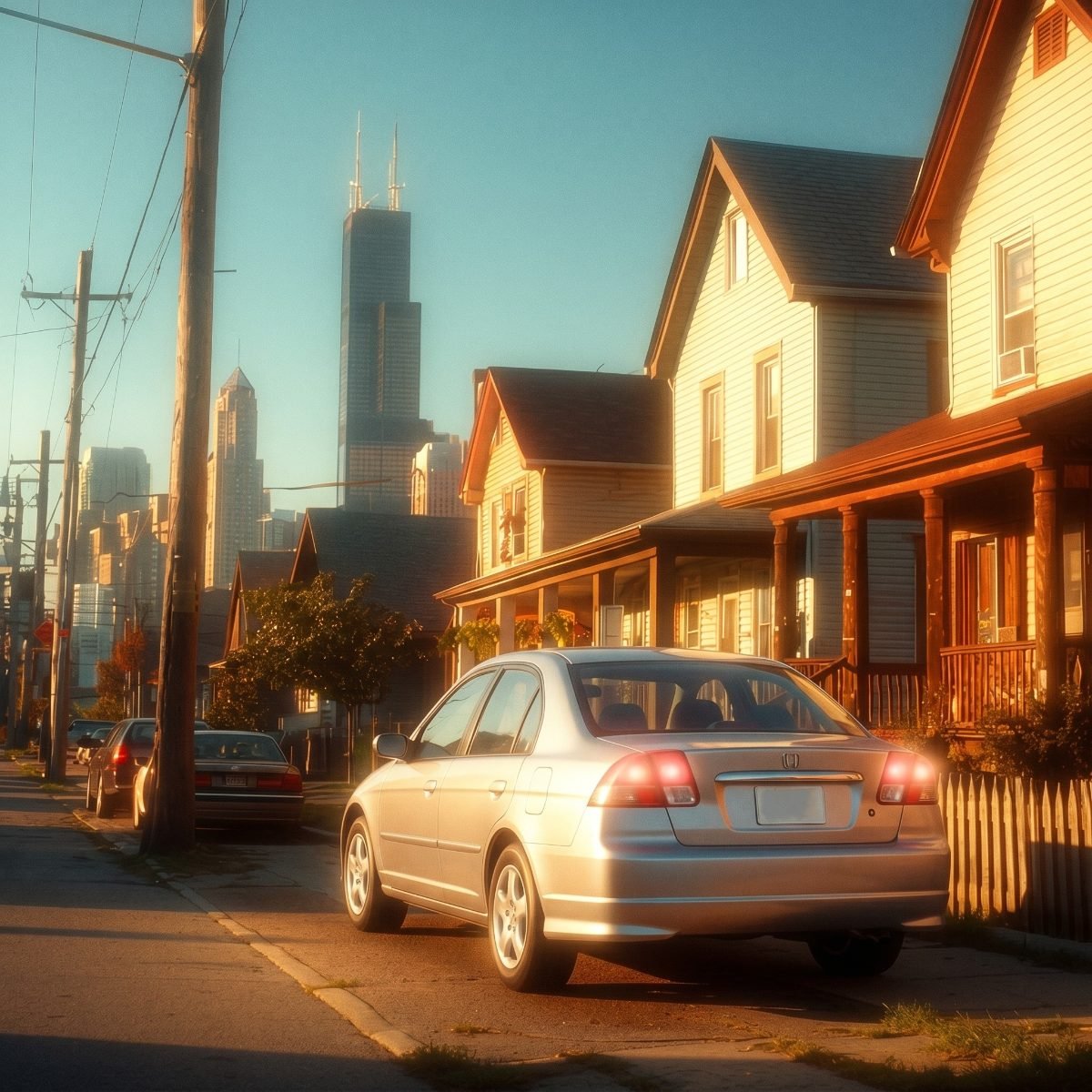 Parked on an old neighborhood street