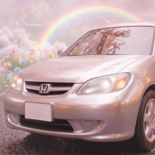 The Honda under a rainbow