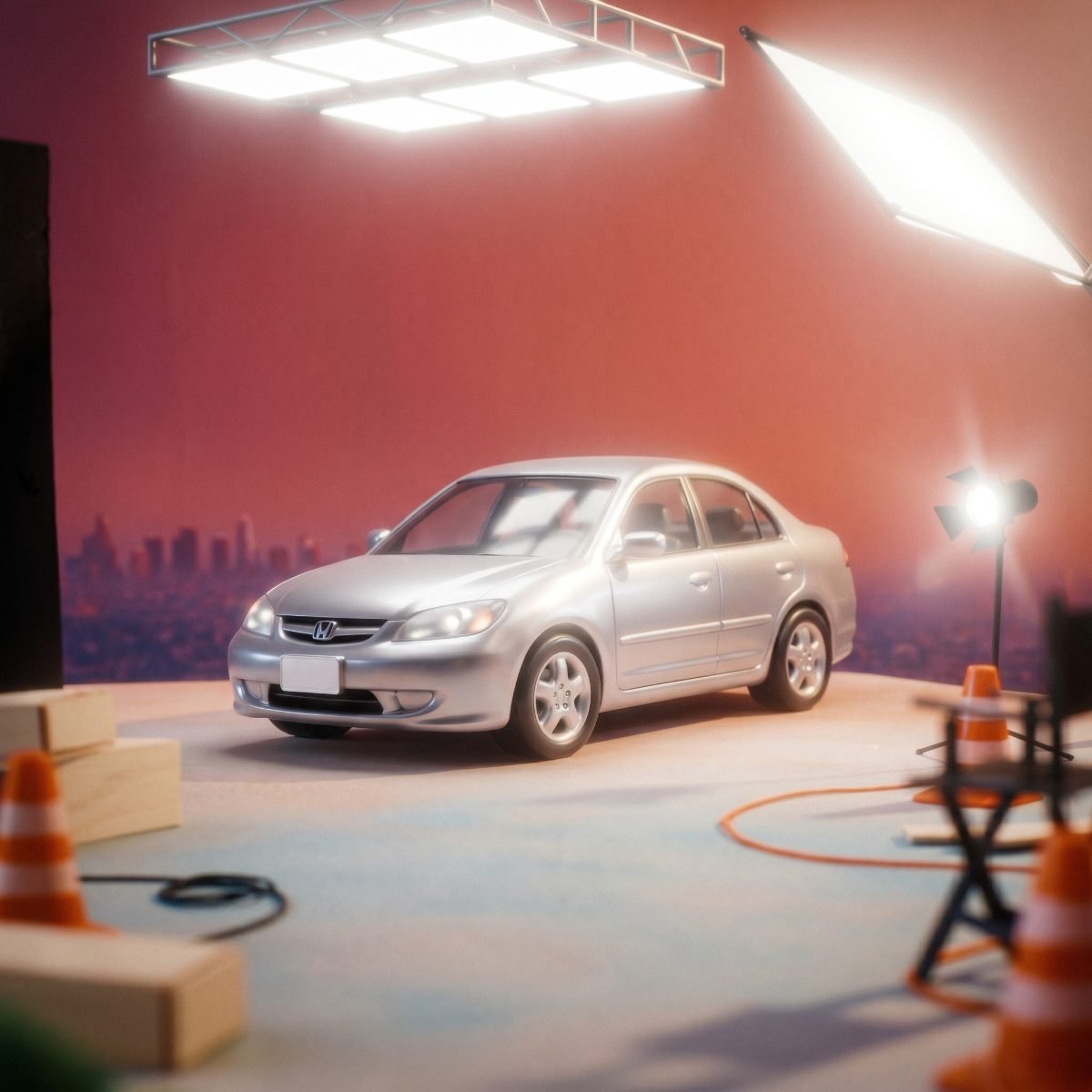 On a photo studio set